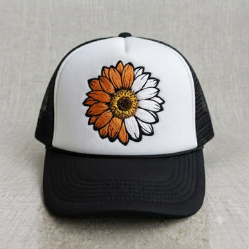 HALF SUNFLOWER DAISY TRUCKER HAT BS-0007