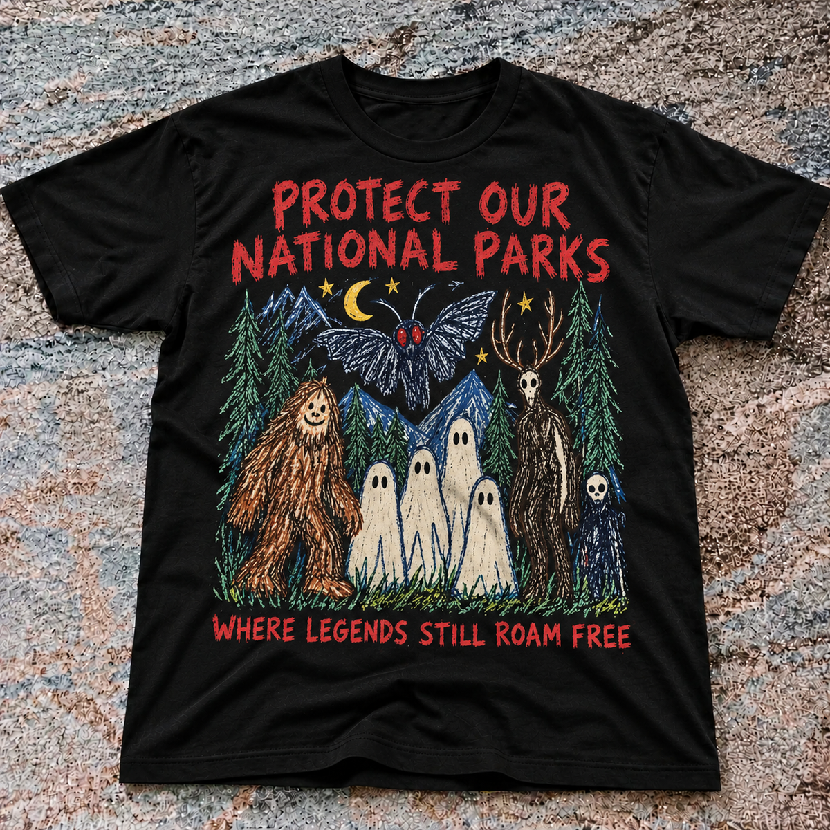 Protect Our National Parks Cryptid Bigfoot Mothman SHIRT HHUE - 173