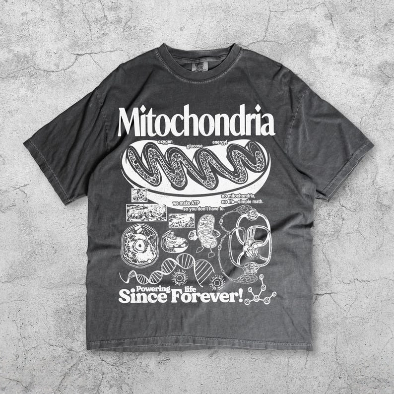Mitochondria Vintage Science T-Shirt, Retro Biology Graphic Tee B-00195