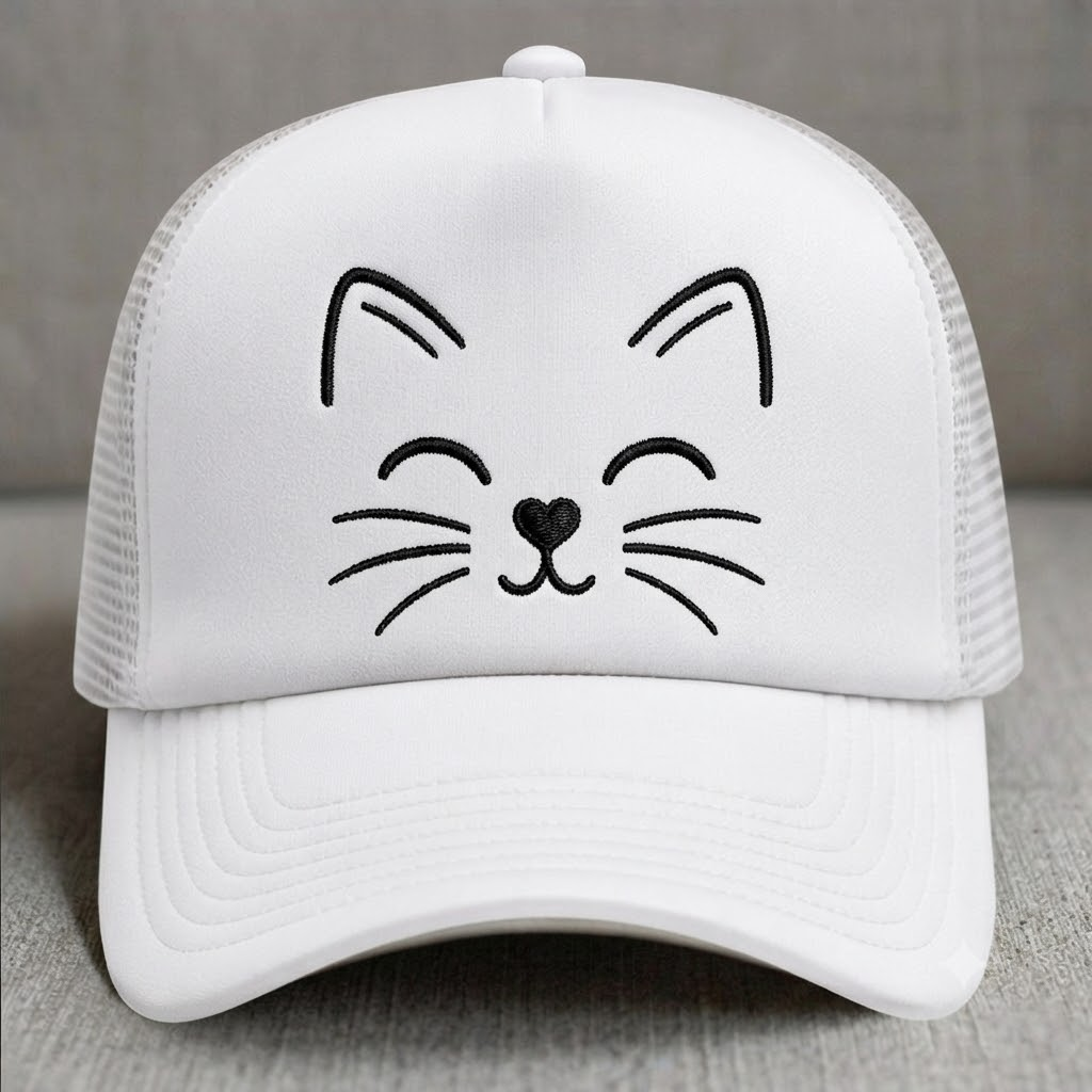 CUTE CAT FACE EMBROIDERED HAT BS-0010