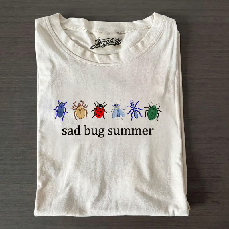 EMBROIDERY SAD BUG SUMMER TEE HHUE - 004
