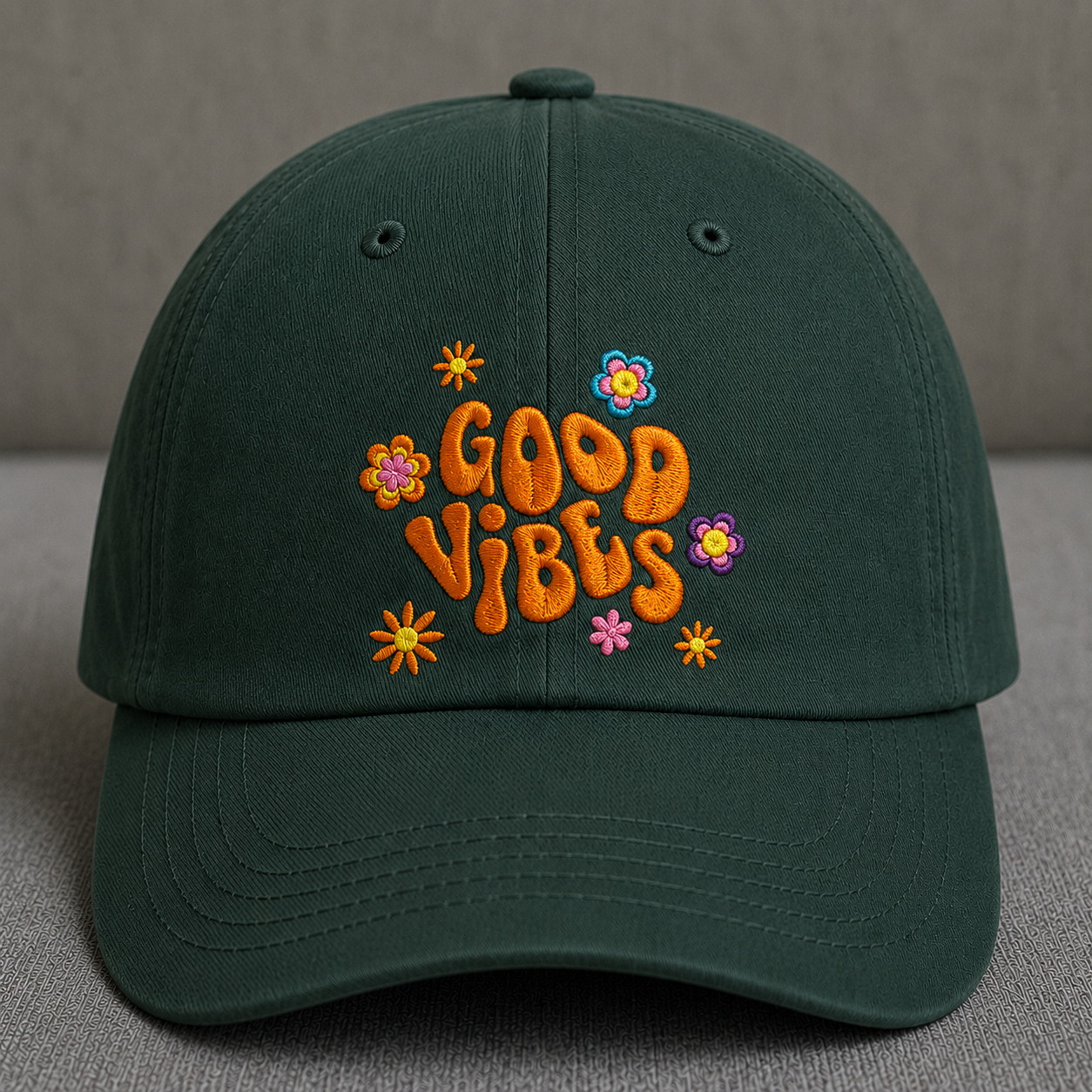 GOOD VIBES RETRO FLOWER EMBROIDERED HAT BS-0039