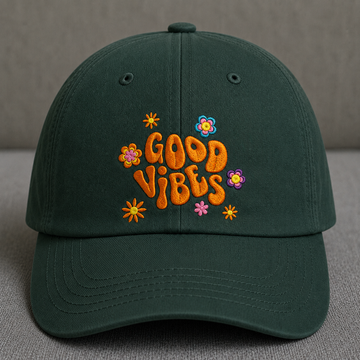 GOOD VIBES RETRO FLOWER EMBROIDERED HAT BS-0039