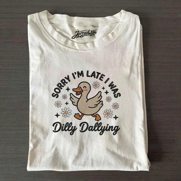 DILLY DALLYING EMBROIDERY SHIRT, SILLY GOOSE FUNNY DESIGN B-001