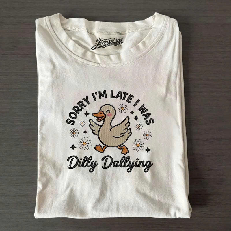 DILLY DALLYING EMBROIDERY SHIRT, SILLY GOOSE FUNNY DESIGN B-001