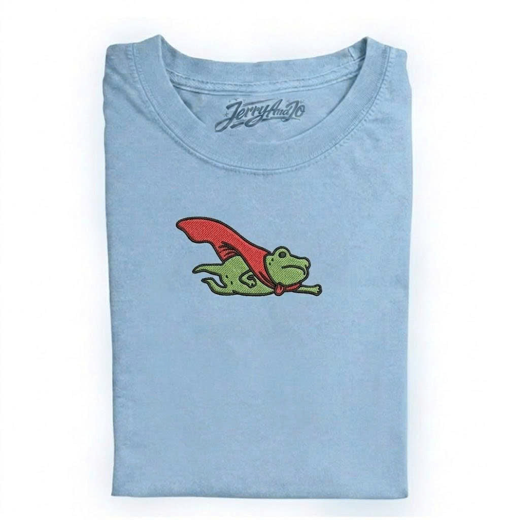 FUNNY EMBROIDERED FROG SHIRT HHUE - 013