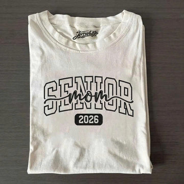 Senior Mom 2026 Coquette Embroidery Tshirt, Back To School Shirt B-0018