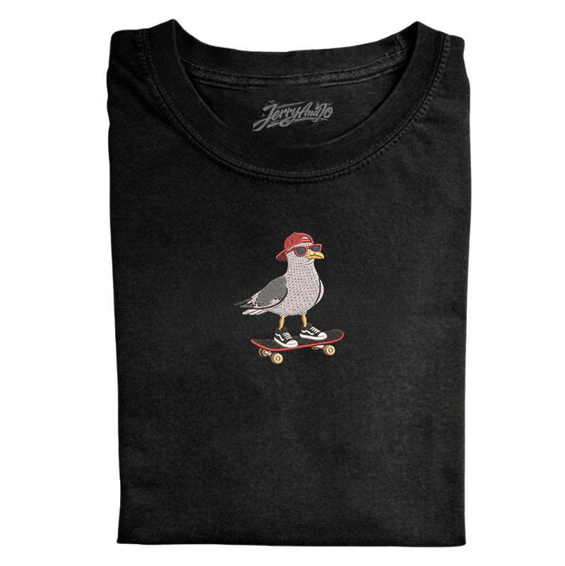 SKATEBOARD SEAGULL EMBROIDERED TEE MC-0013