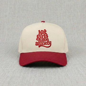HOT GIRLS HAVE ANXIETY EMBROIDERED BASEBALL CAP, MENTAL HEALTH ANXIETY GIFT B-0025