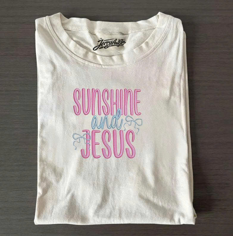 SUNSHINE AND JESUS EMBROIDERED TEE MC-0018