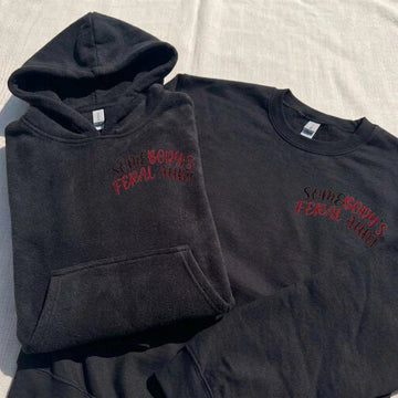 Somebody’s Feral Aunt Embroidered Back Red Shirt, Funny Cool Auntie Club, Pregnancy Reveal Gift B-0027