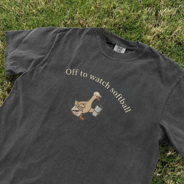 Off to Watch Softball Goose Embroidered Tshirt, Gameday Design, Gift idea For Man and Woman B-0030