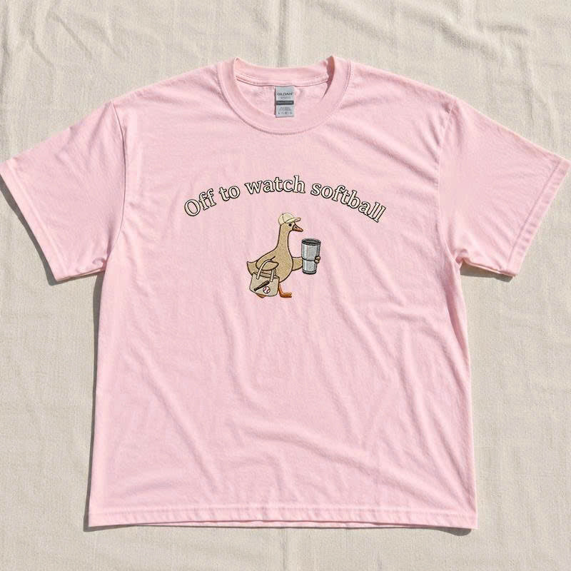 Off to Watch Softball Goose Embroidered Tshirt, Gameday Design, Gift idea For Man and Woman B-0030