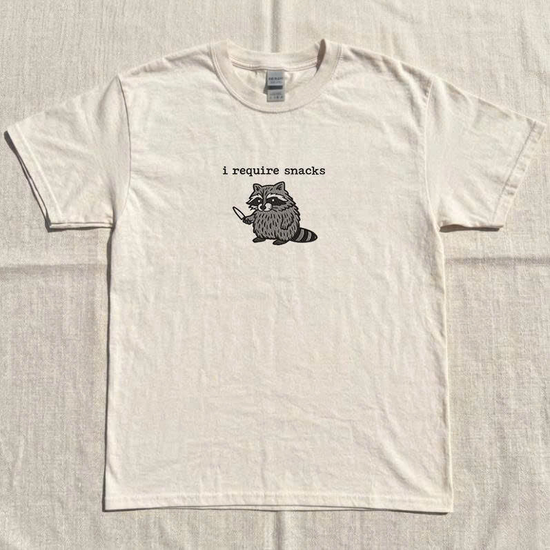 REQUIRE SNACKS RACCOON EMBROIDERED TEE MC-0006