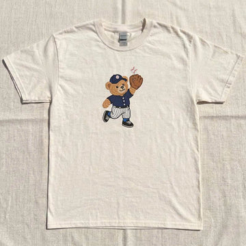 BASEBALL TEDDY BEAR EMBROIDERED TEE MC-0010