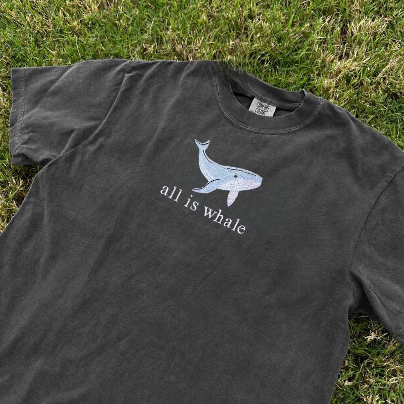 ALL IS WHALE EMBROIDERED TEE TH-00015