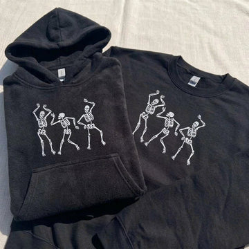 DANCING SKELETON EMBROIDERED TEE TH-00016