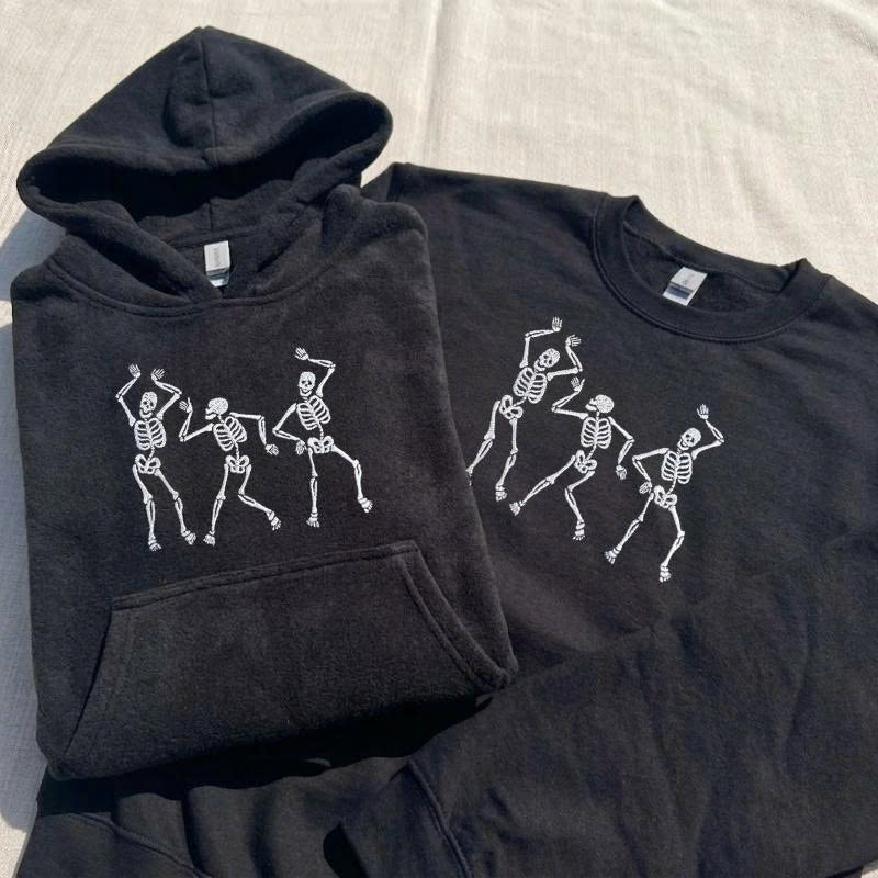 DANCING SKELETON EMBROIDERED TEE TH-00016