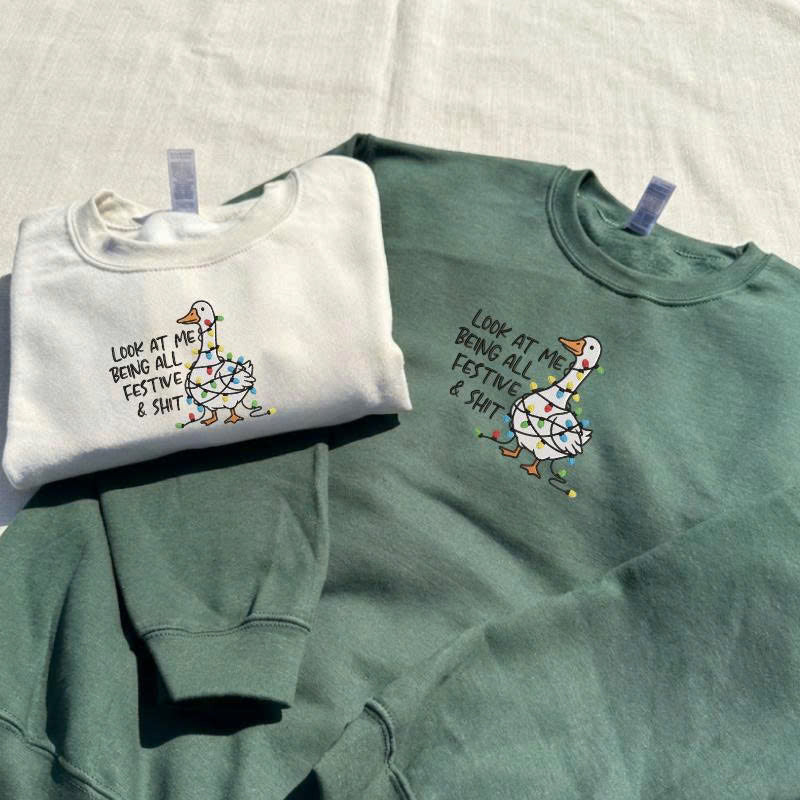 GOOSE CHRISTMAS EMBROIDERED TEE TH-00018
