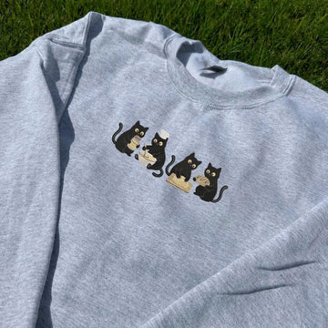 BLACK CATS EMBROIDERED TEE TH-0021