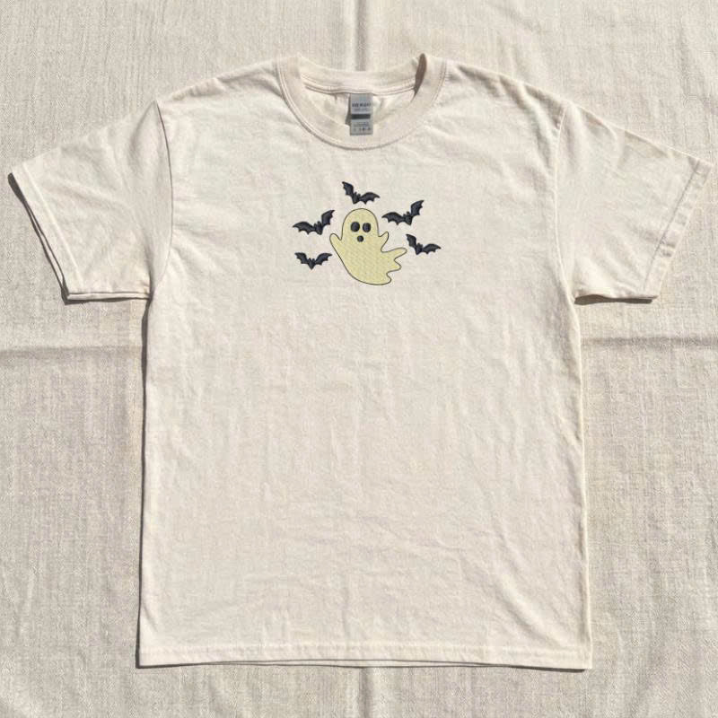SPOOKY GHOST HALLOWEEN EMBROIDERED TEE TH-0026