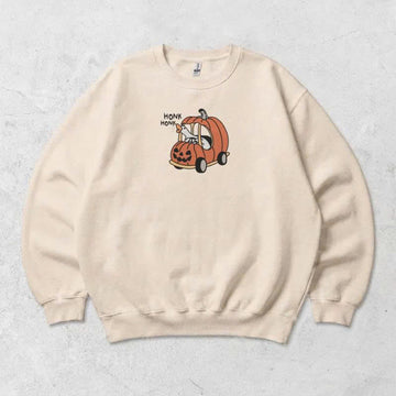 FUNNY GOOSE IN PUMPKIN CAR EMBROIDERED TEE TH-0029
