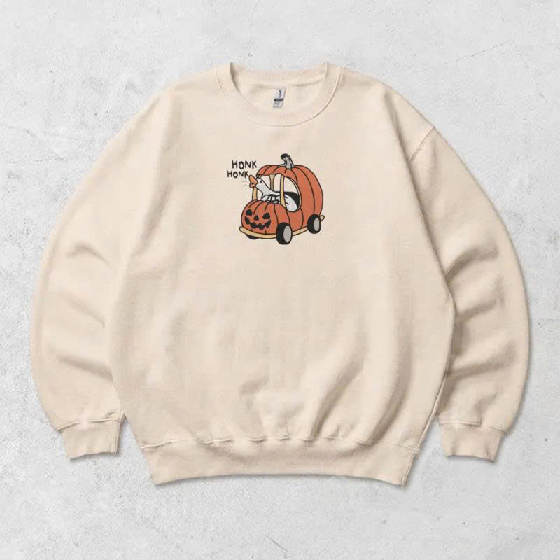 FUNNY GOOSE IN PUMPKIN CAR EMBROIDERED TEE TH-0029