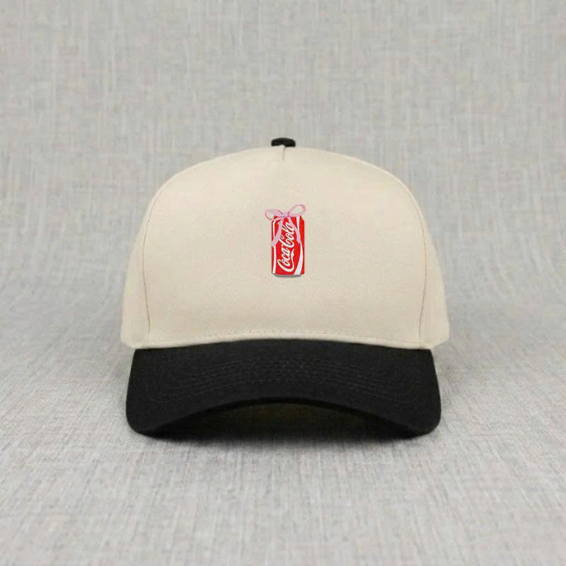 Conquette Coke Can Embroidered Hat, Cute Aesthetic Head Wear For Her B-0052