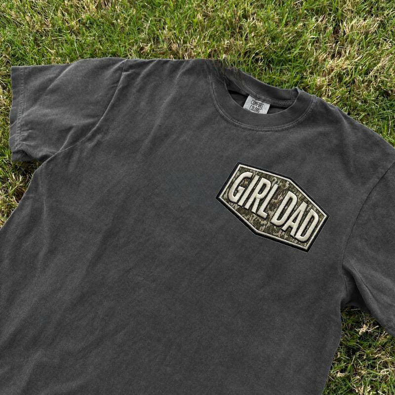 Camo Girl Dad Embroidered Tee, Family Matching Shirt Gift B-0060