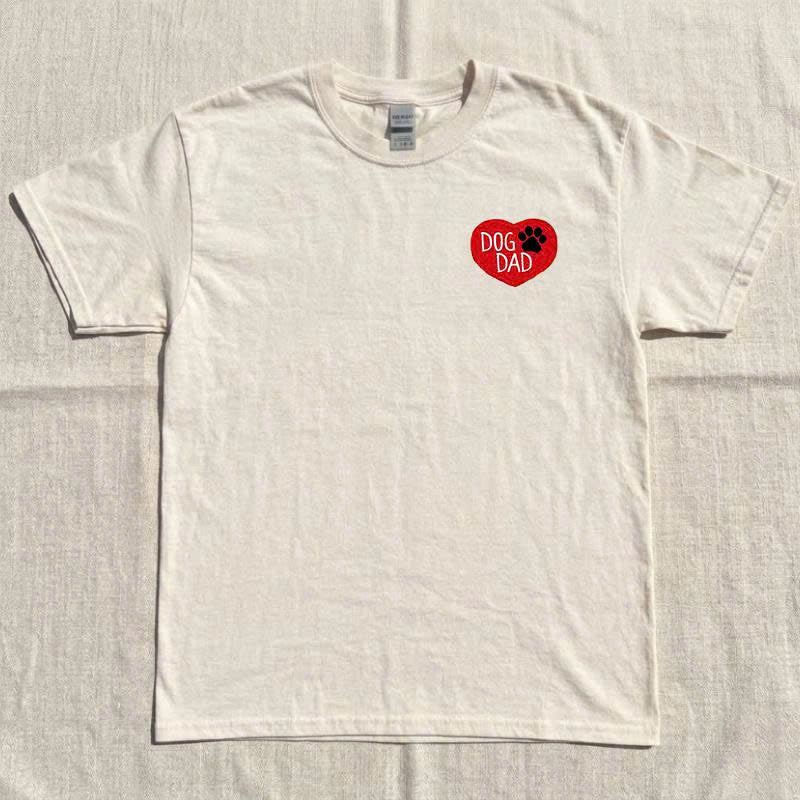 Dog Dad Hearts Embroidered Tshirt, Dog Lover Gift B-0063