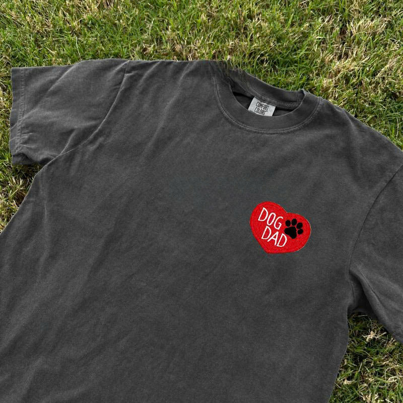 Dog Dad Hearts Embroidered Tshirt, Dog Lover Gift B-0063