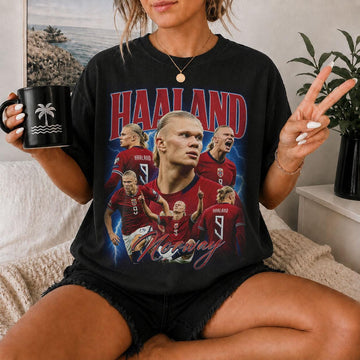 Erling Haaland Vintage Bootleg Shirt, Norway Soccer Graphic Tee, Retro 90s Football T-Shirt Son-00114