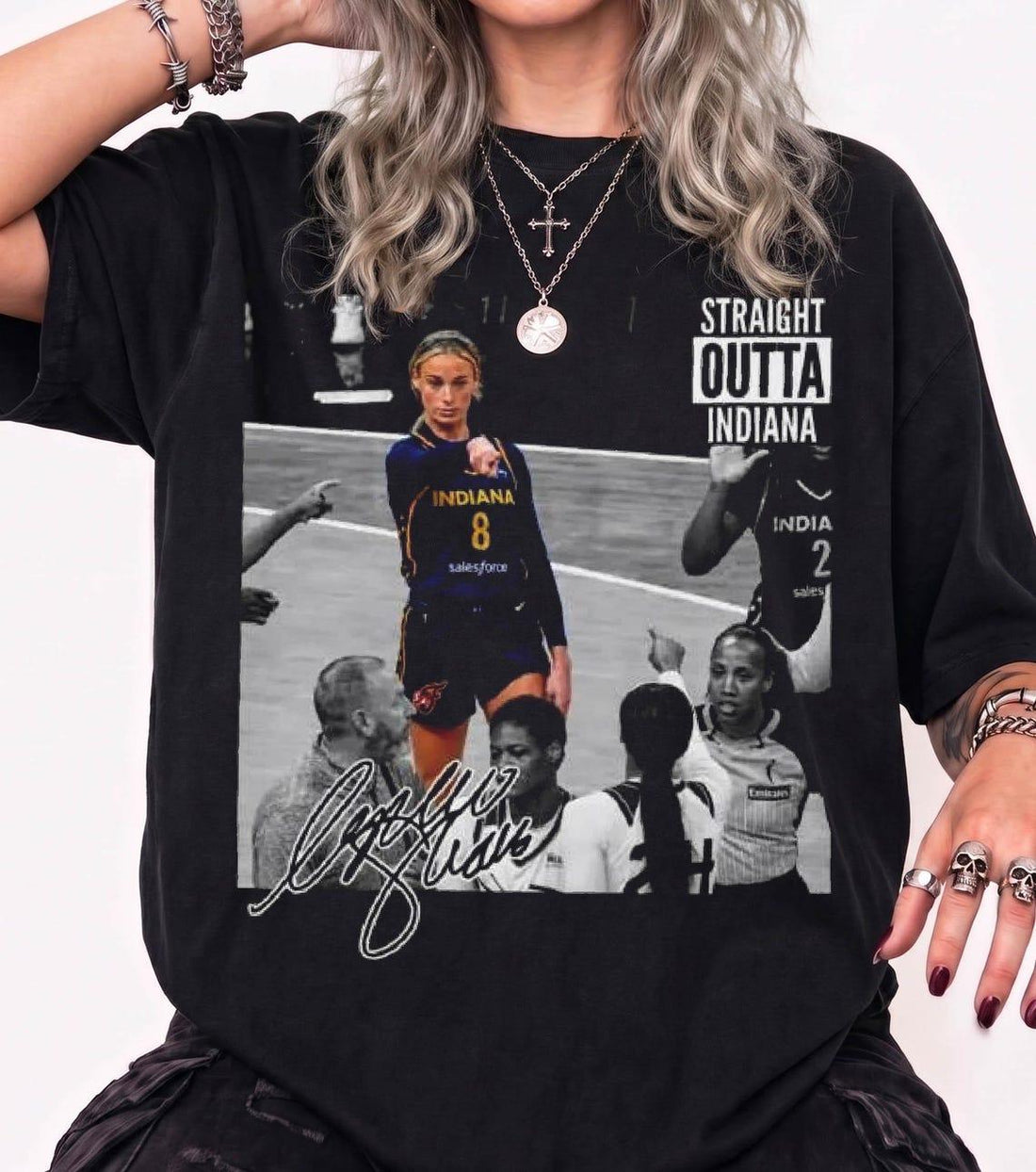 Sophie Cunningham Pointing T-shirt, Sophie Cunningham Point Signature Basketball Shirt Son-00120