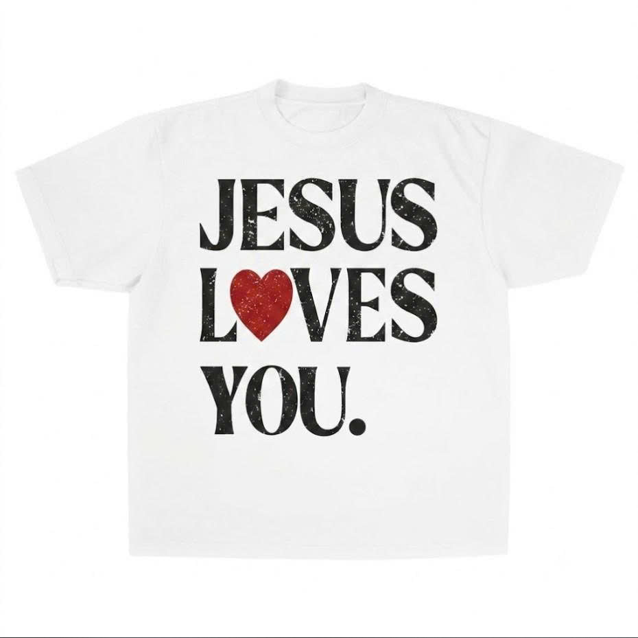 VINTAGE JESUS LOVES YOU GRAPHIC T-SHIRT PH-0076