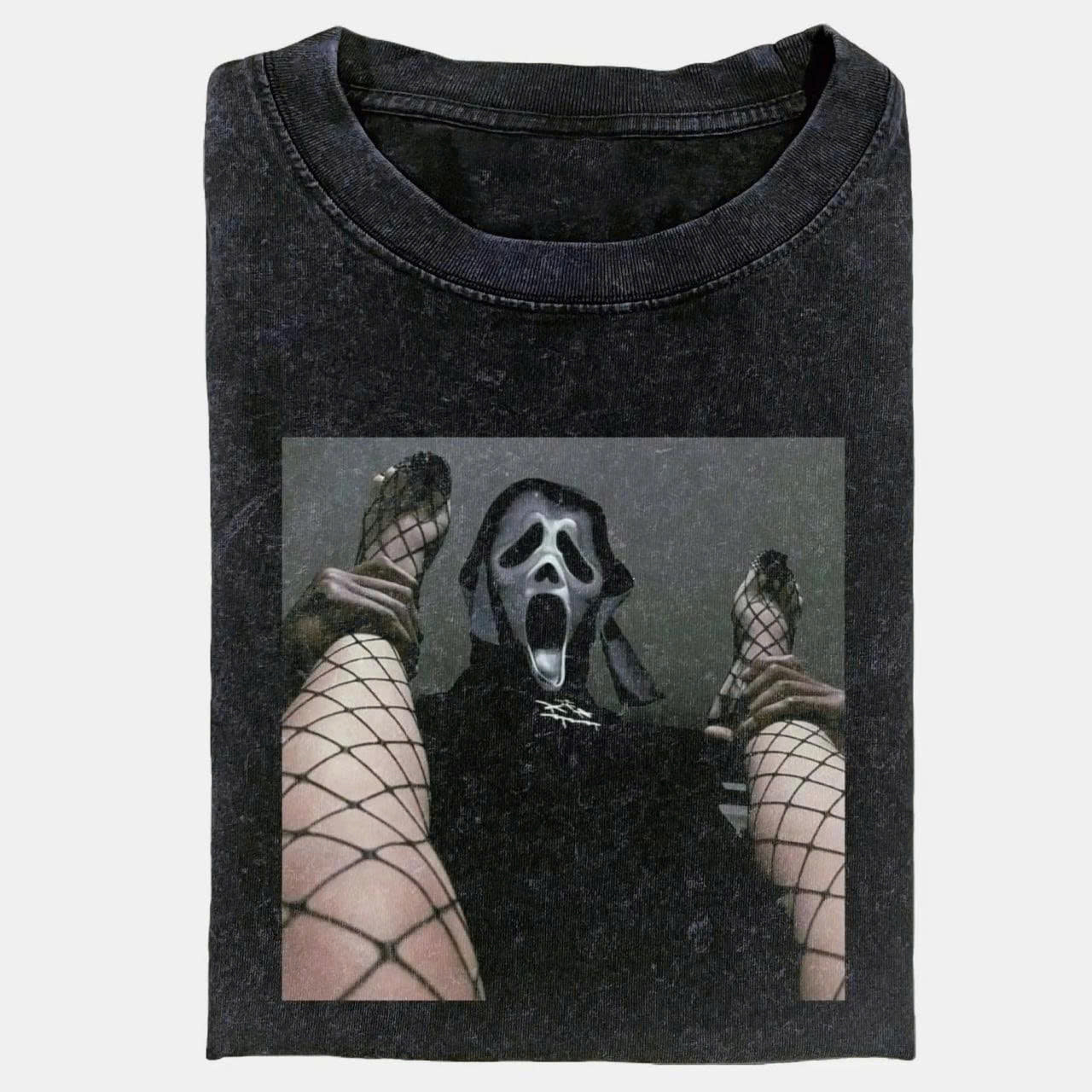 FUNNY GHOSTFACE BLOW MOVIE T-SHIRT, SCREAM SCARY MOVIE TSHIRT PH-0080