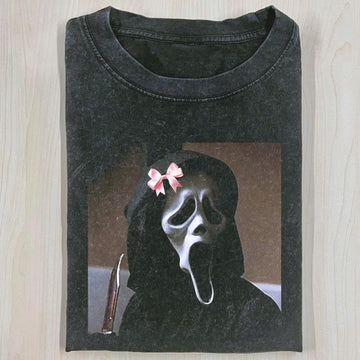 GHOSTFACE PINK BOW FUNNY T-SHIRT, MEME TEE PH-0081
