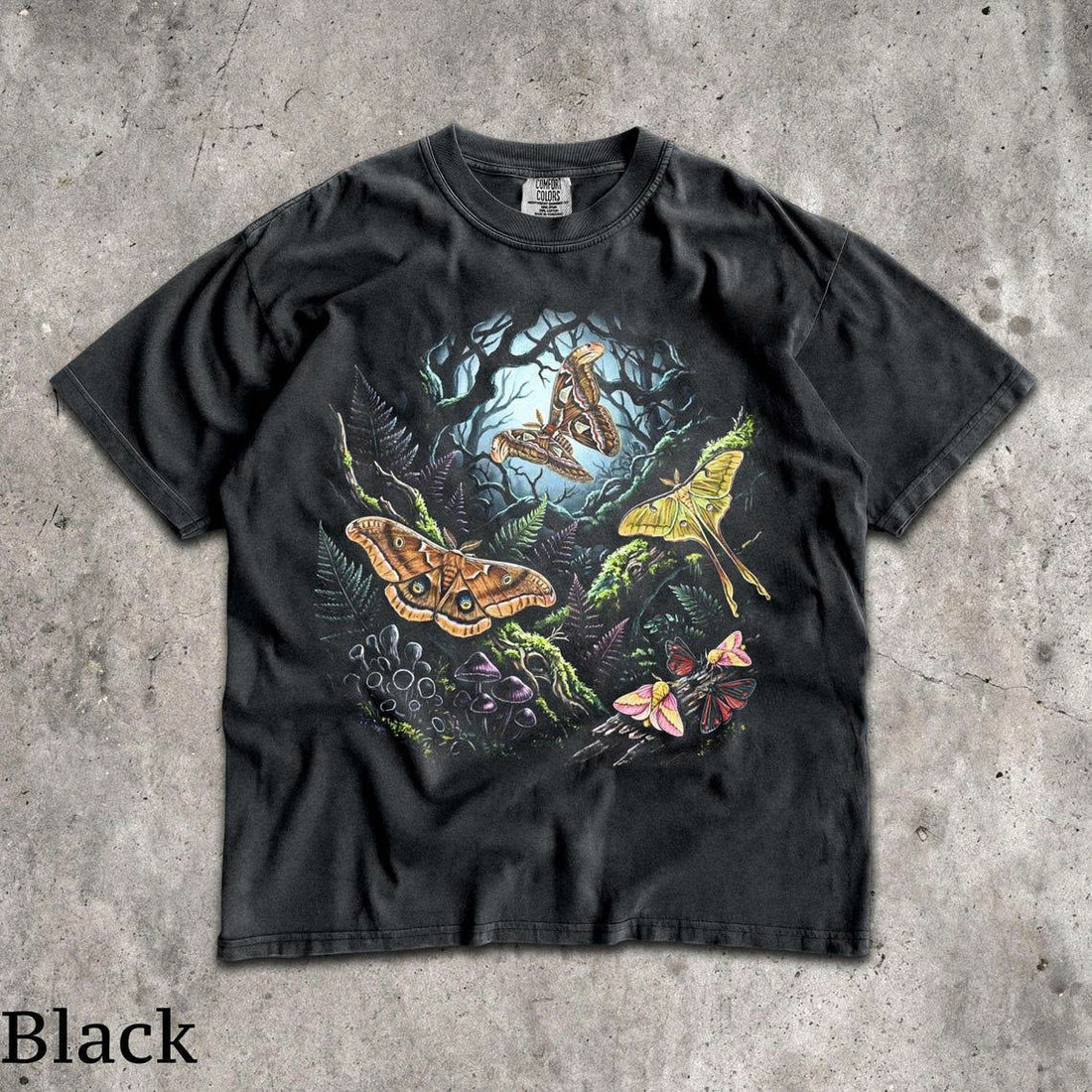 Vintage Moths Habitat Printed T-Shirt, Cottage Core Insects Graphic Tee Unisex For Man and Woman B-0082