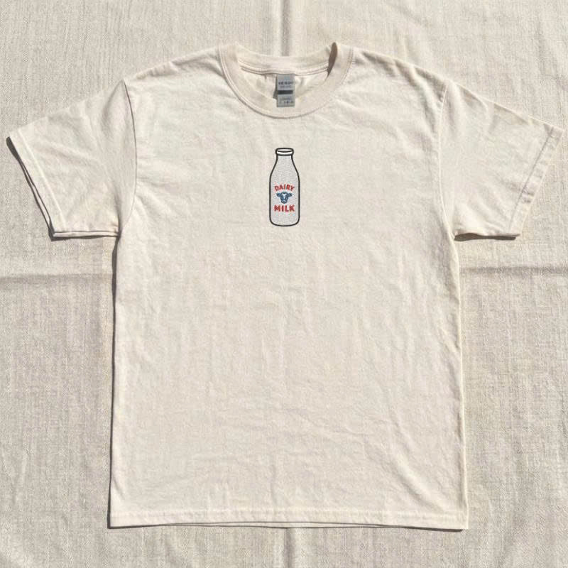 "DAIRY MILK" BOTTLE EMBROIDERED TEE TH-0039