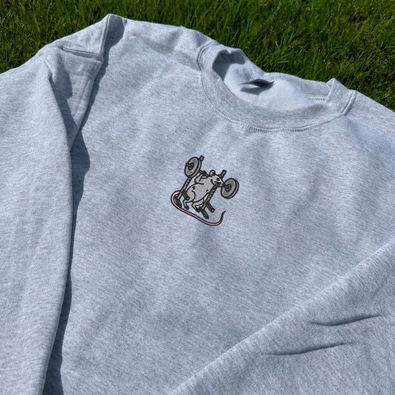 FUNNY "GYM RAT" LIFTING EMBROIDERED TEE TH-0037
