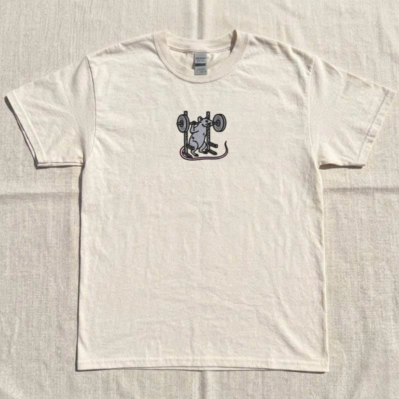 FUNNY "GYM RAT" LIFTING EMBROIDERED TEE TH-0037