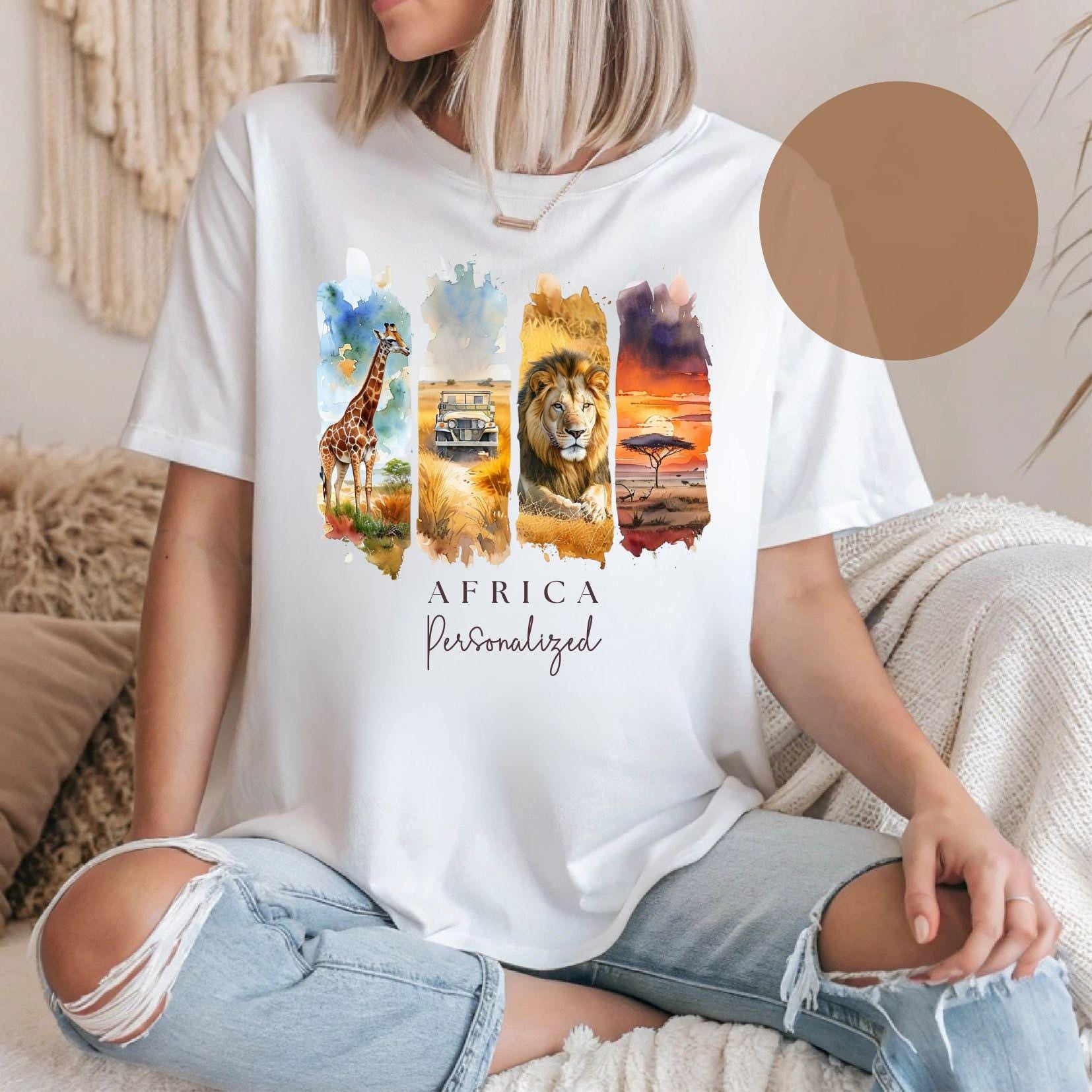 Africa Shirt Personalized, Safari Adventure Tee, Colorful Africa Travel Shirt, African Vacation Son-00133
