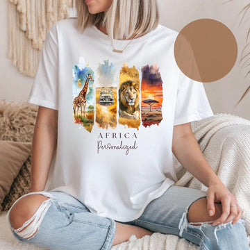 Africa Shirt Personalized, Safari Adventure Tee, Colorful Africa Travel Shirt, African Vacation Son-00133