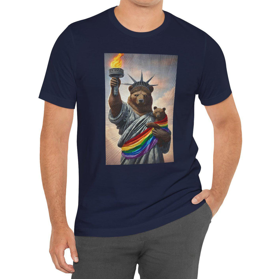Pride Mama Bear Statue of Liberty T-Shirt, Pride LGBT Shirt Son-00137