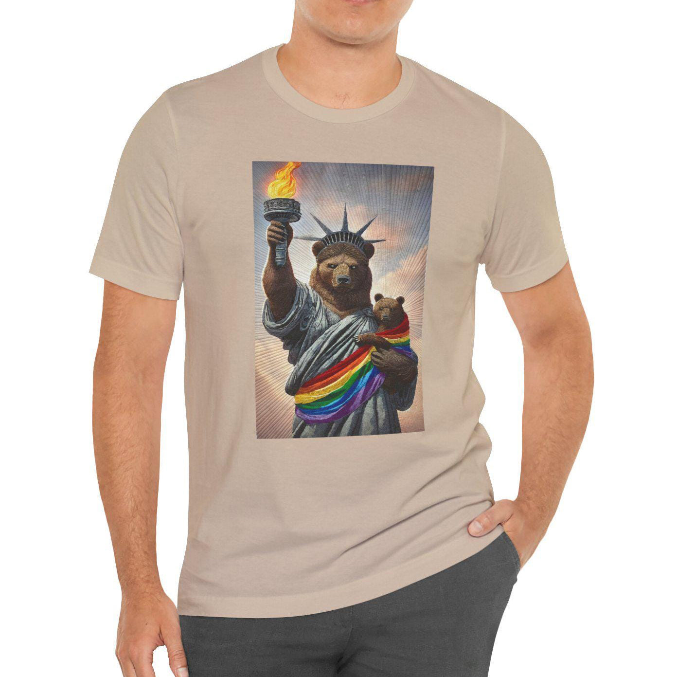 Pride Mama Bear Statue of Liberty T-Shirt, Pride LGBT Shirt Son-00137