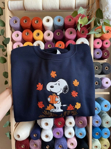 CUTE DOG EMBROIDERED SWEATSHIRT, CUTE DOG SWEATSHIRT, FALL SWEATSHIRT, CREWNECK PUMPKIN, HALLOWEEN GIFT, COZY FALL AESTHETIC PH-0083