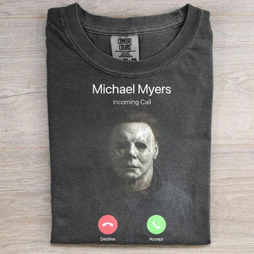 MICHAEL MYERS INCOMING CALL SHIRT, FUNNY HORROR MOVIE TEE, HALLOWEEN PHONE SCREEN SHIRT PH-0087