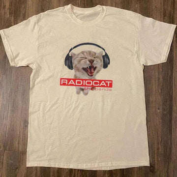 Music Cat Headphones Graphic T-shirt, Y2k Streetwear For Him and Her B-00164