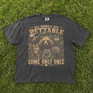 Funny Wildlife Shirt, All Animals Are Pettable Graphic Tee, Forest Animal Lover Gift, Bear Moose Wolf Raccoon T-Shirt AK-0122