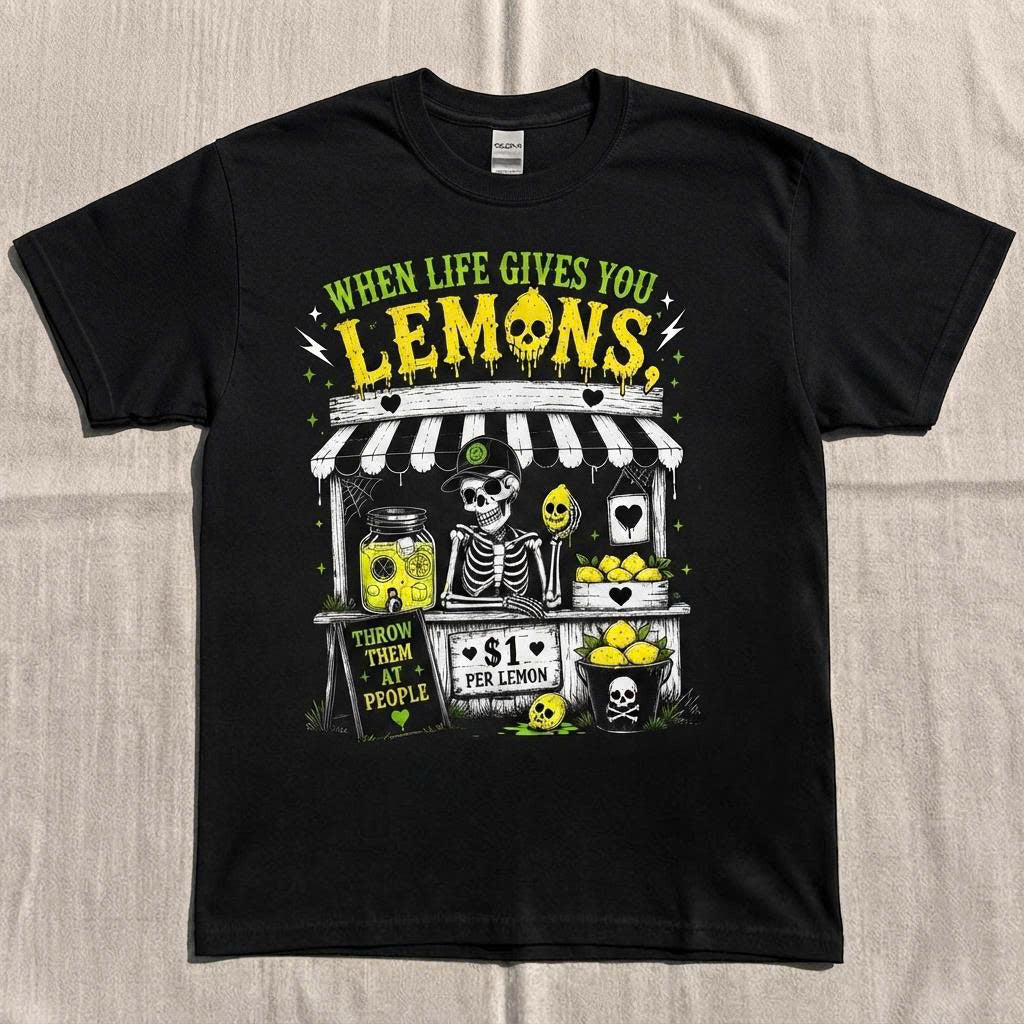 When Life Gives You Lemons Shirt Funny Spooky Goth Shirt Creepy Lemonade Stand T-Shirt AK-0138