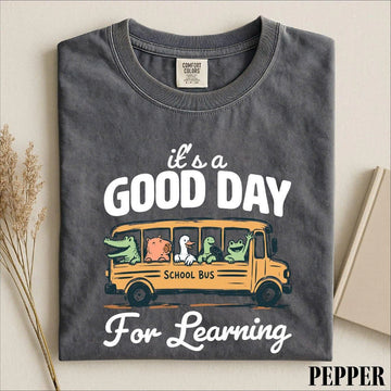 Good Day For Learning Shirt, Funny School Bus Animal Graphic Tee, Retro Educational Humor T-Shirt AK-0144